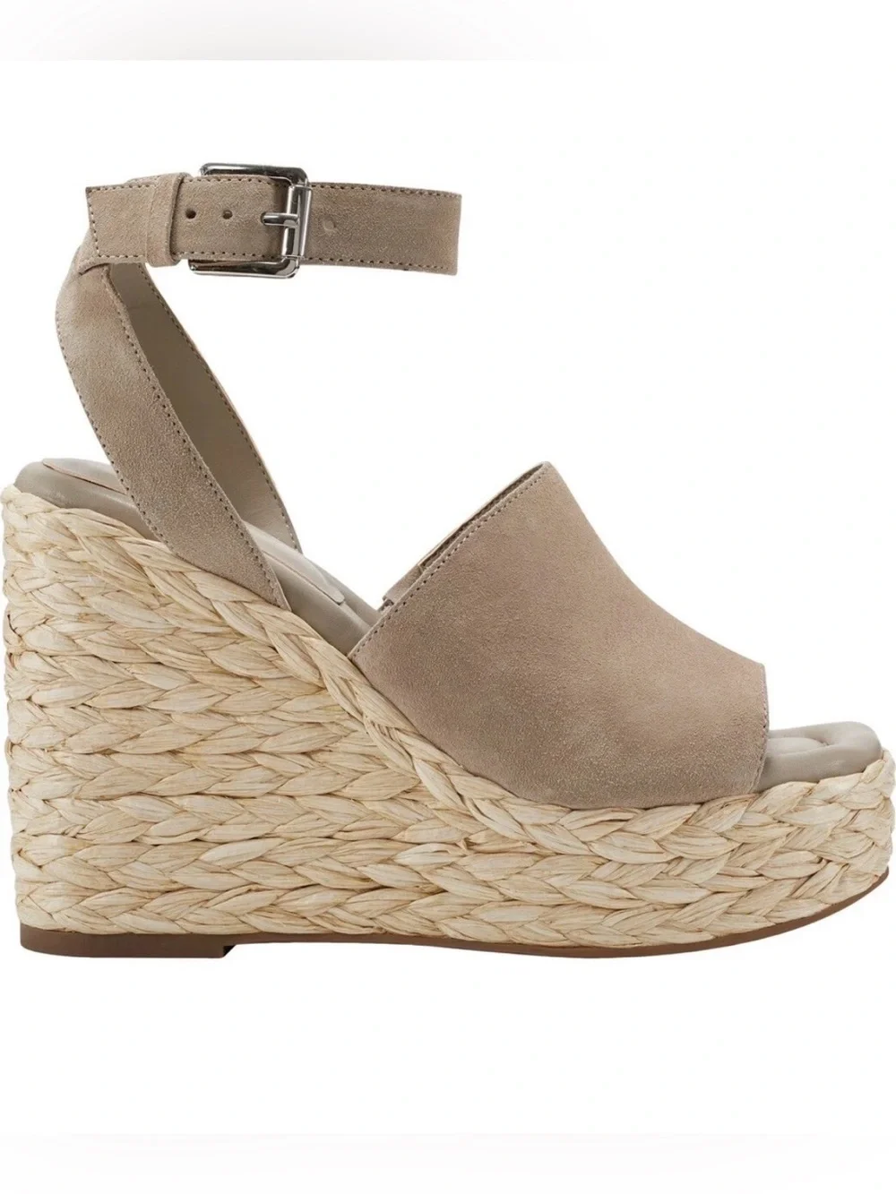 Marc Fisher Taupe Suede Espadrille Ankle-Strap Wedge